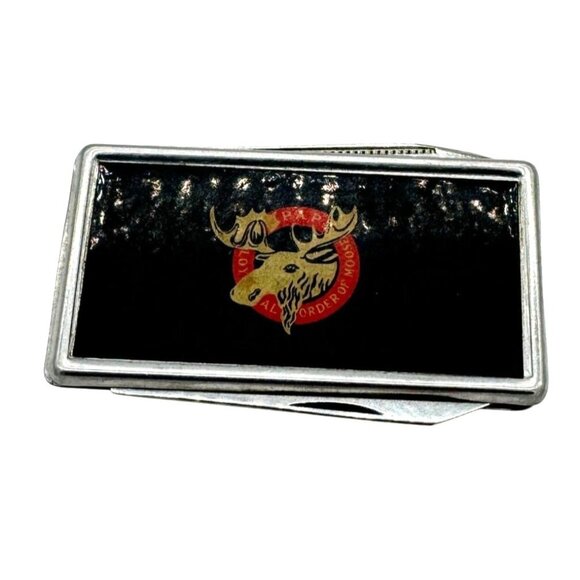 VTG BARLOW CUTLERY JAPAN B60 MONEY CLIP 2 BLADE KNIFE COMBO LOYAL ORDER OF MOOSE - Picture 1 of 5
